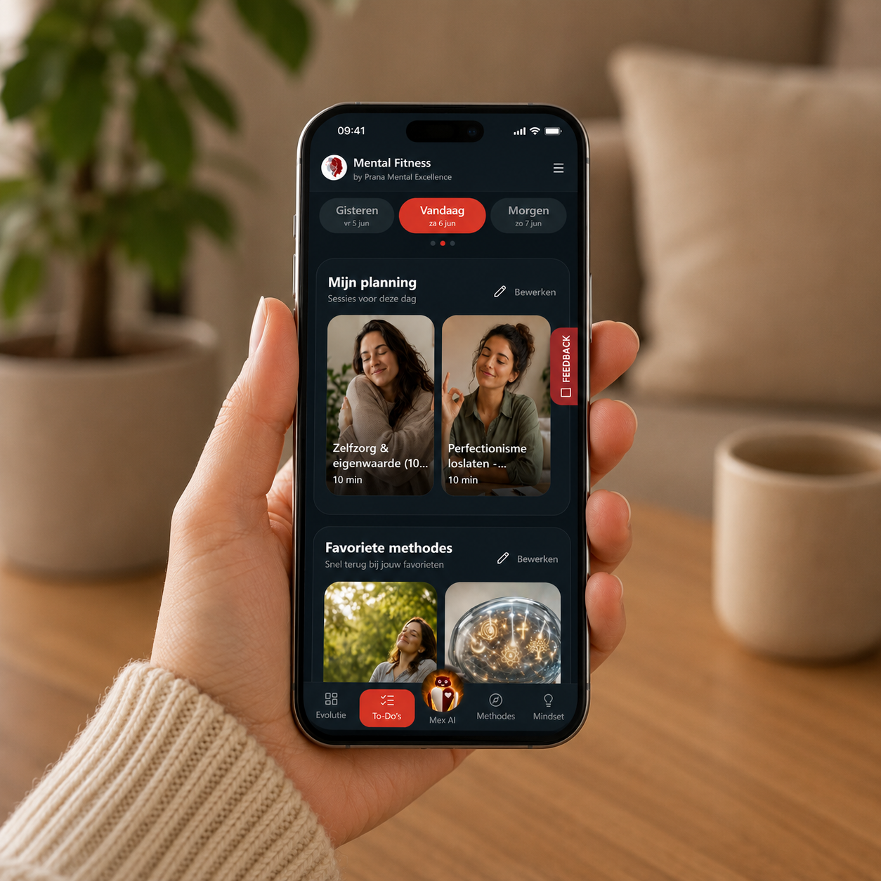 Smartphone met mentale fitness app